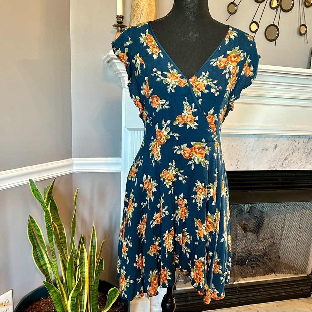 Alter’d State Teal Floral Mini Dress